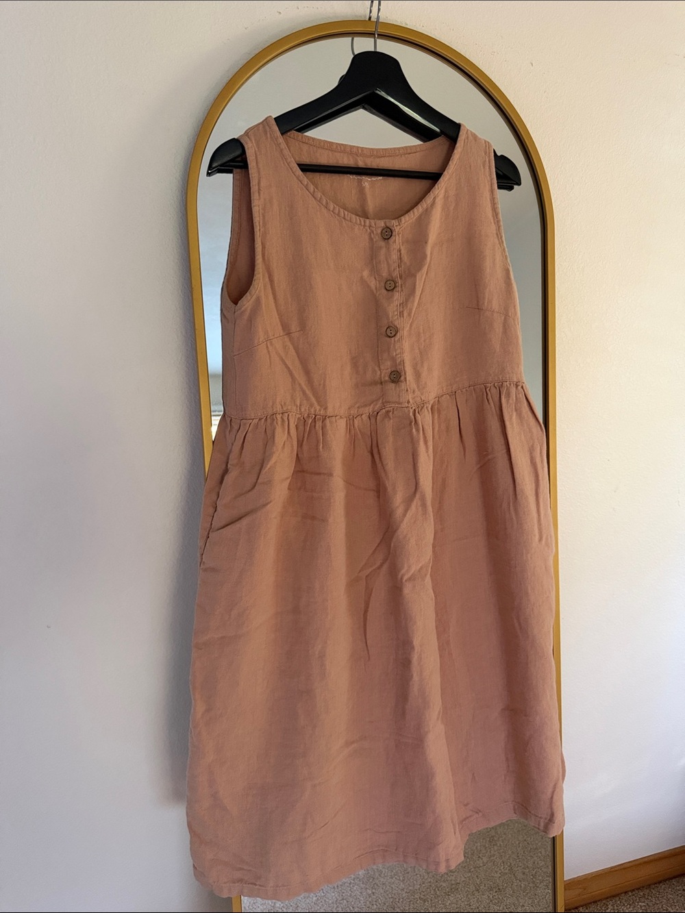 Kids Sleeveless Button-Front Dress in Dusty Rose